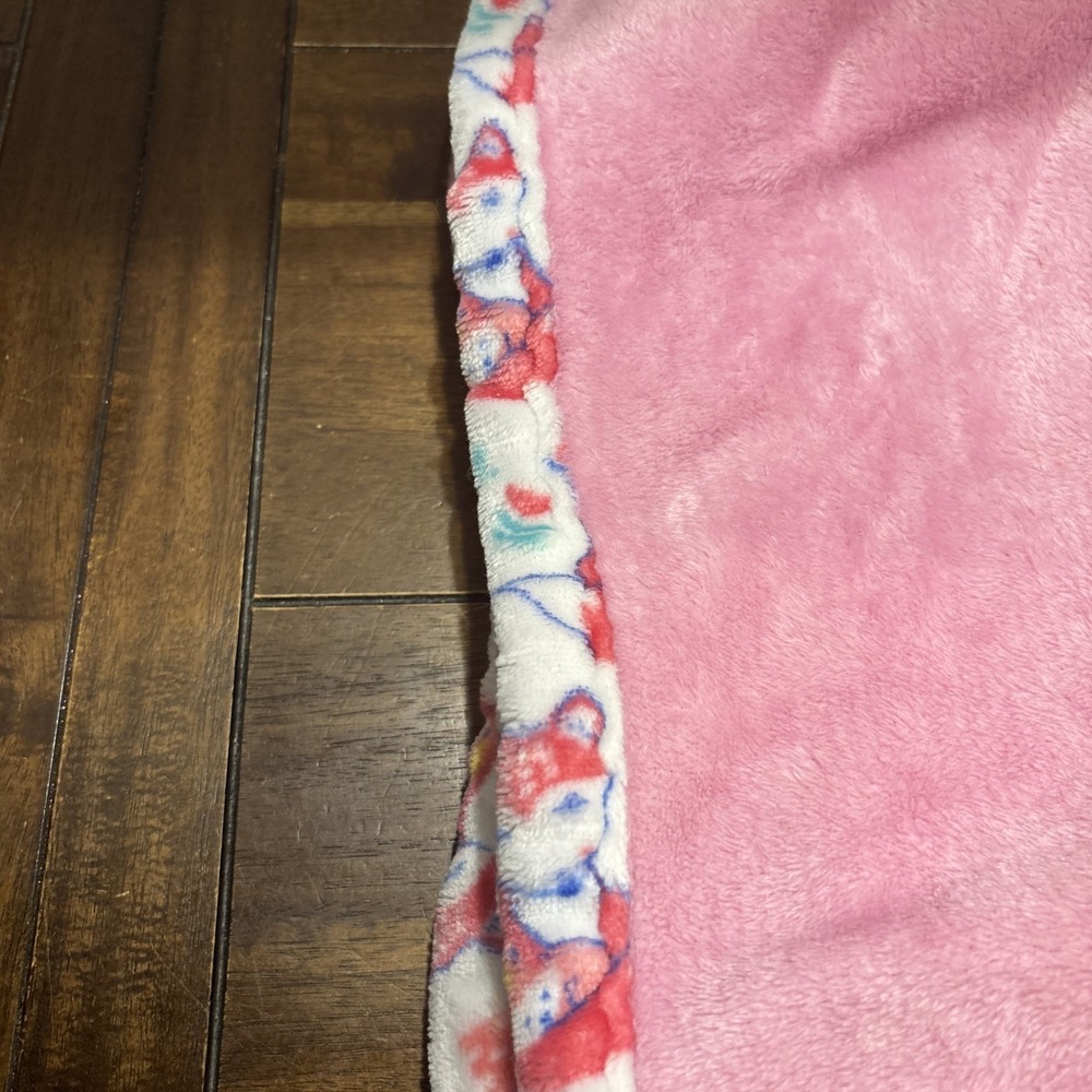 le bebe FAVORITE Pink Baby Blanket Fox Frog Flower Butterfly Trim - Picture 2 of 7